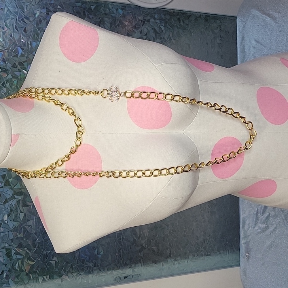 Chanel Vintage Gold Chain Extra Long Rhinestone CC Layering Necklace 03S - Picture 9 of 12